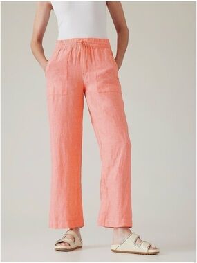 Athleta Retreat Linen Wide Leg Pant in Sunset Glow